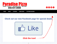 Tablet Screenshot of paradisepizzabellmawr.com